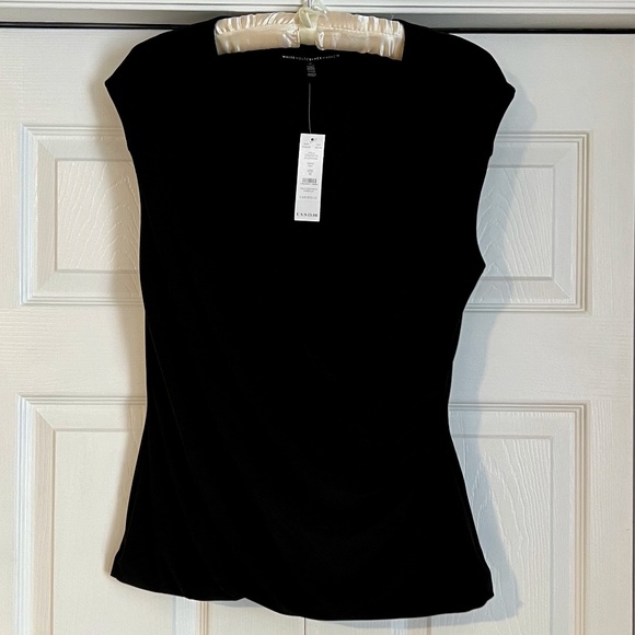 NWT WHBM Black Mock Wrap Blouse - Picture 6 of 10